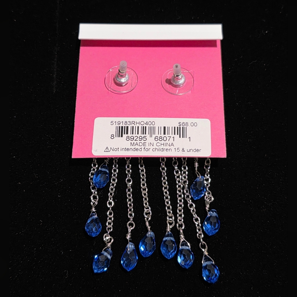 NWT Betsey Johnson 'Hop to it' Cloud Chandelier Earrings - Picture 2 of 2